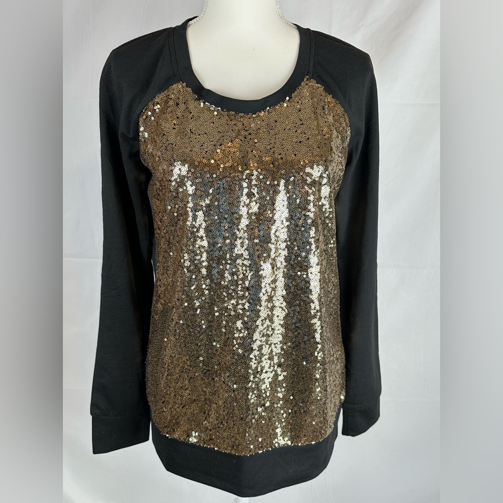 Limelush Black With Gold Sequins Top Size Large